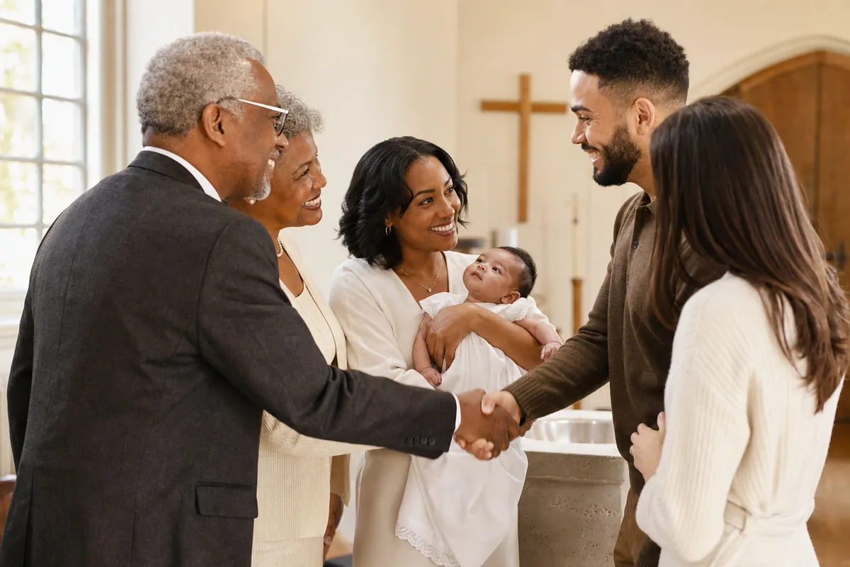 Illustration supporting What to Say When You Meet Your New Grandbaby's Godparents