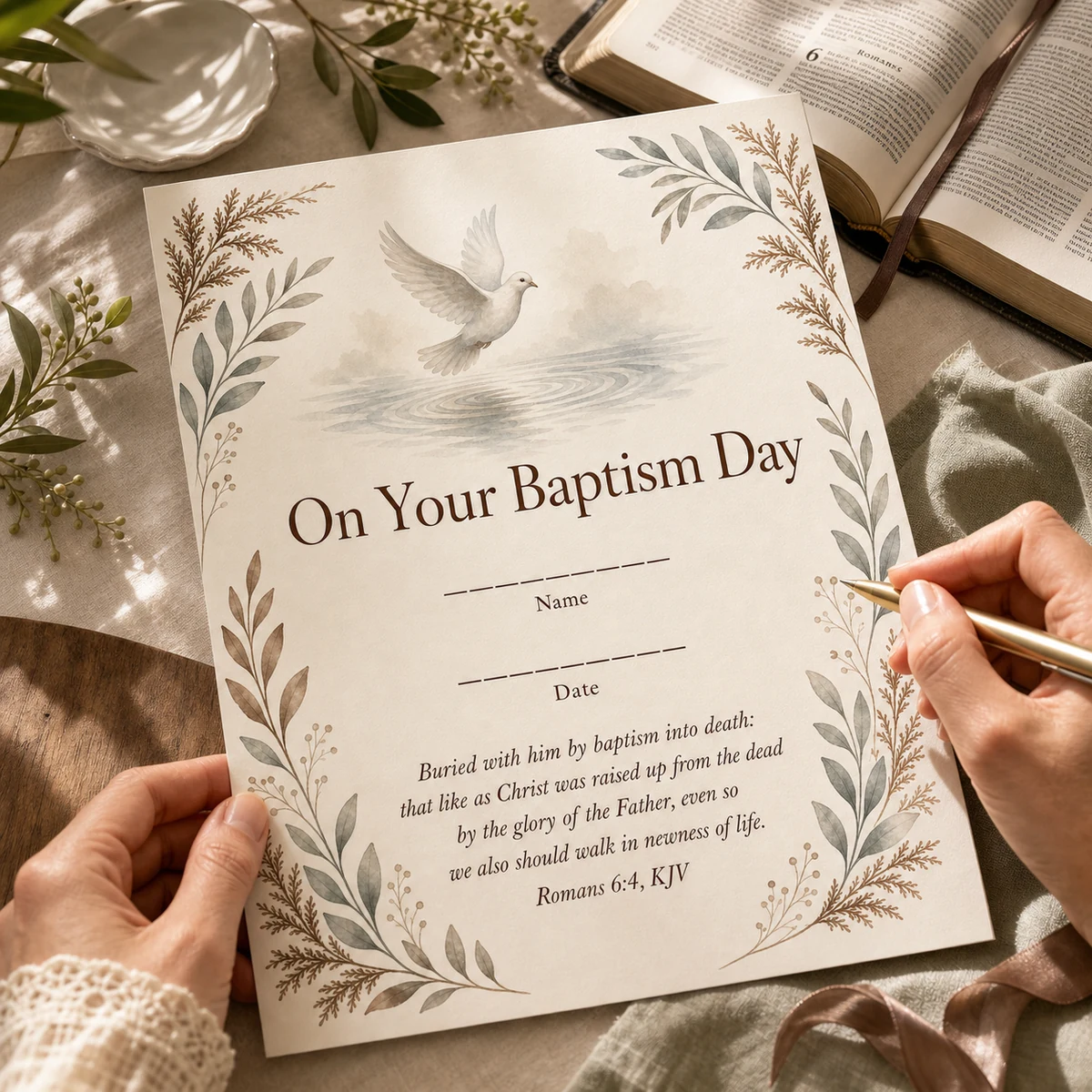 On Your Baptism Day — A scripture-anchored keepsake print for a baptism, 8x10