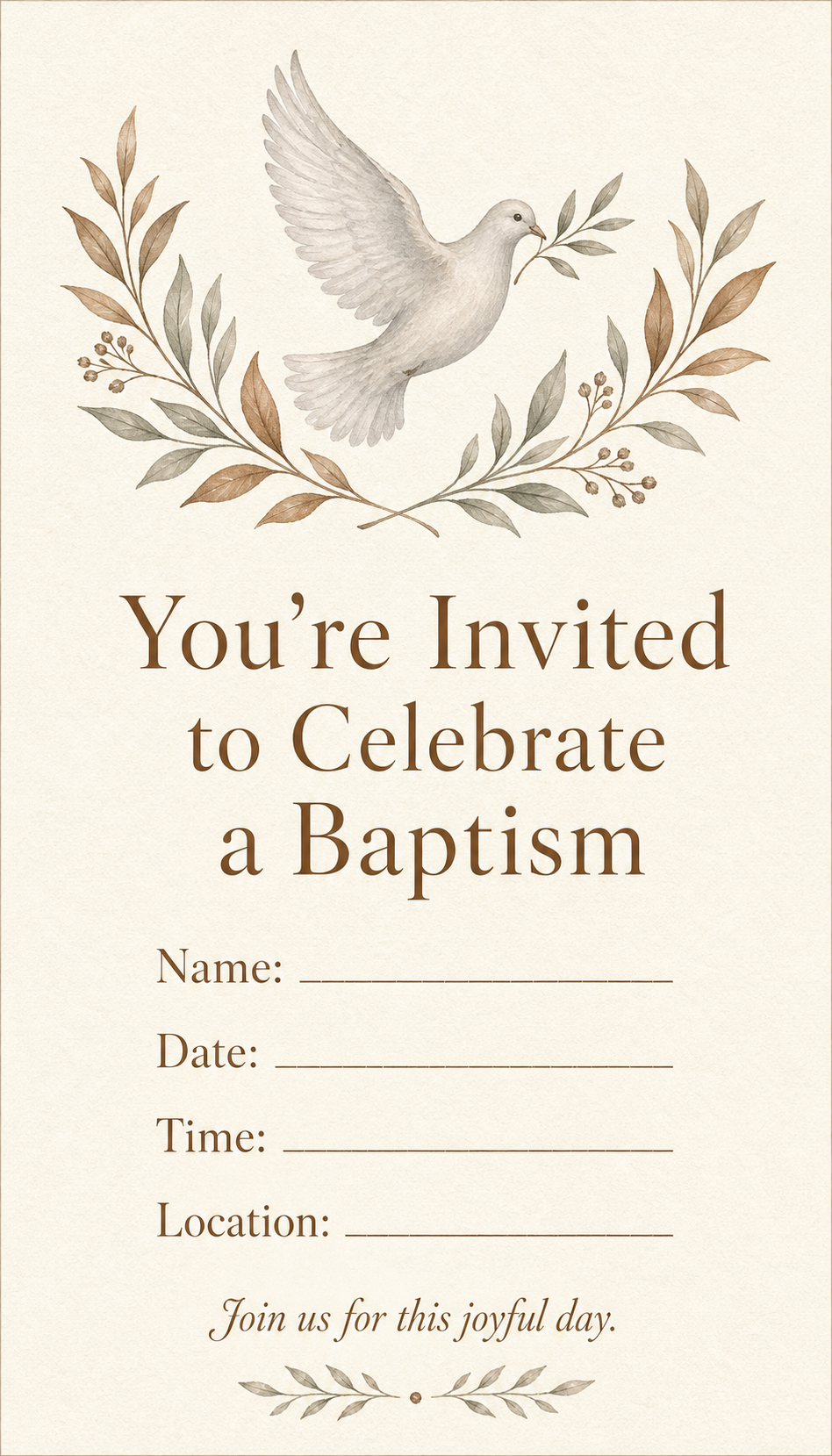 You're Invited to Celebrate a Baptism — Baptism Party Invitation