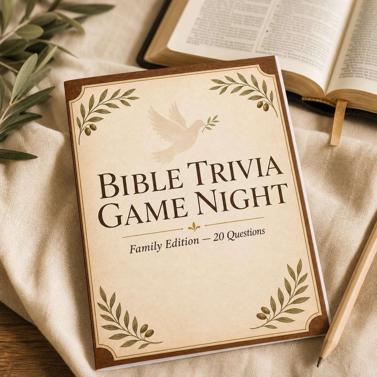 Bible Trivia Game Night — Family Edition — 20 printable trivia questions with tiered difficulty and an answer key