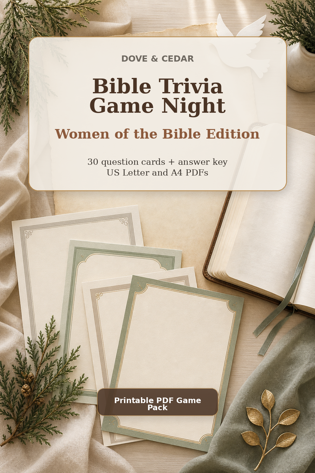 Bible Trivia Game Night — Women of the Bible Edition — Printed mockup