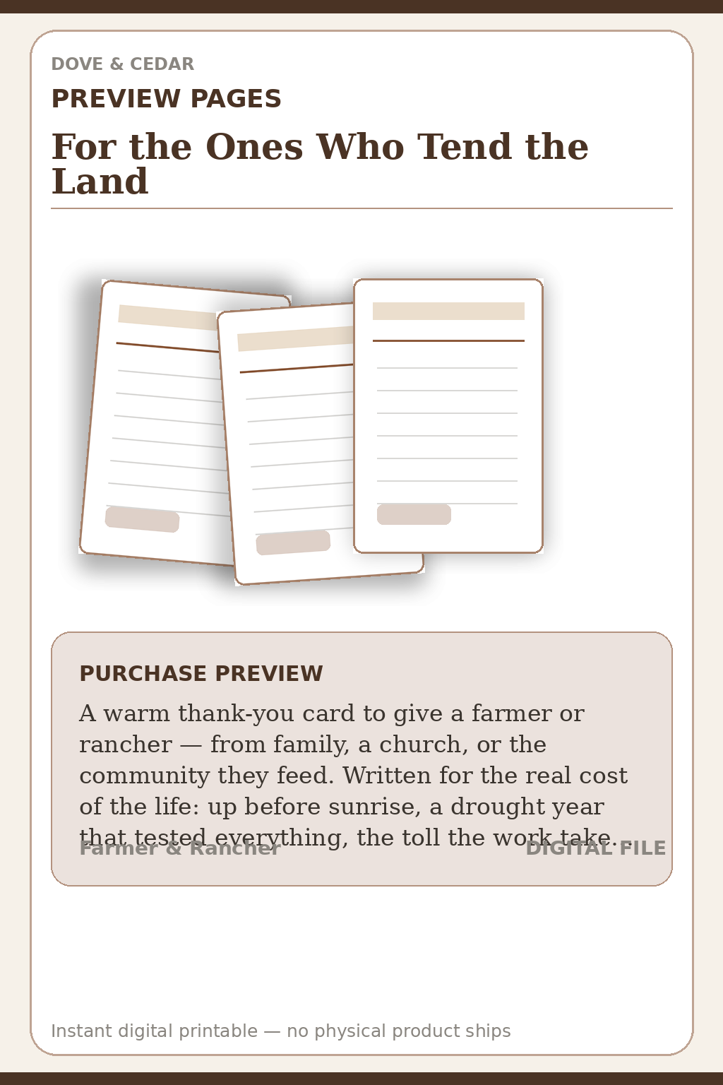 For the Ones Who Tend the Land — Farmer Appreciation Card Preview Pages