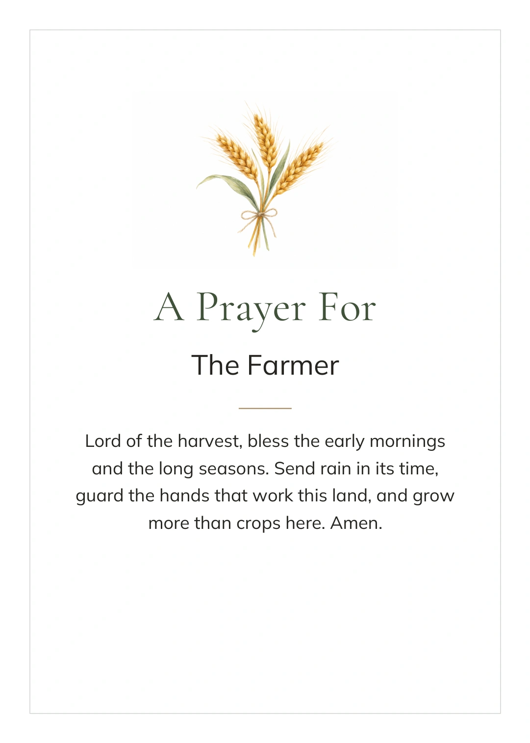 A Farmer's Prayer