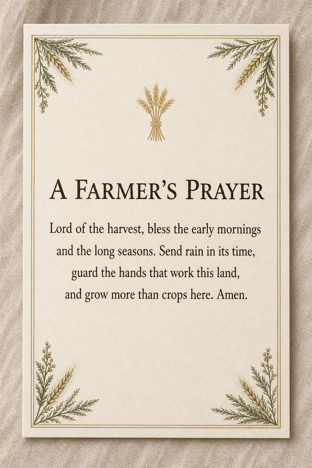 A Farmer's Prayer — A 5x7 printable prayer card for the field and the season ahead