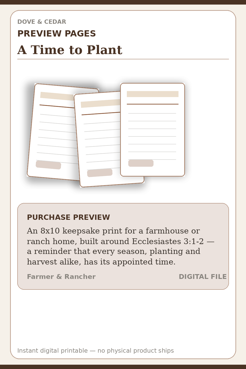 A Time to Plant — Farmer Season Wall Art Preview Pages
