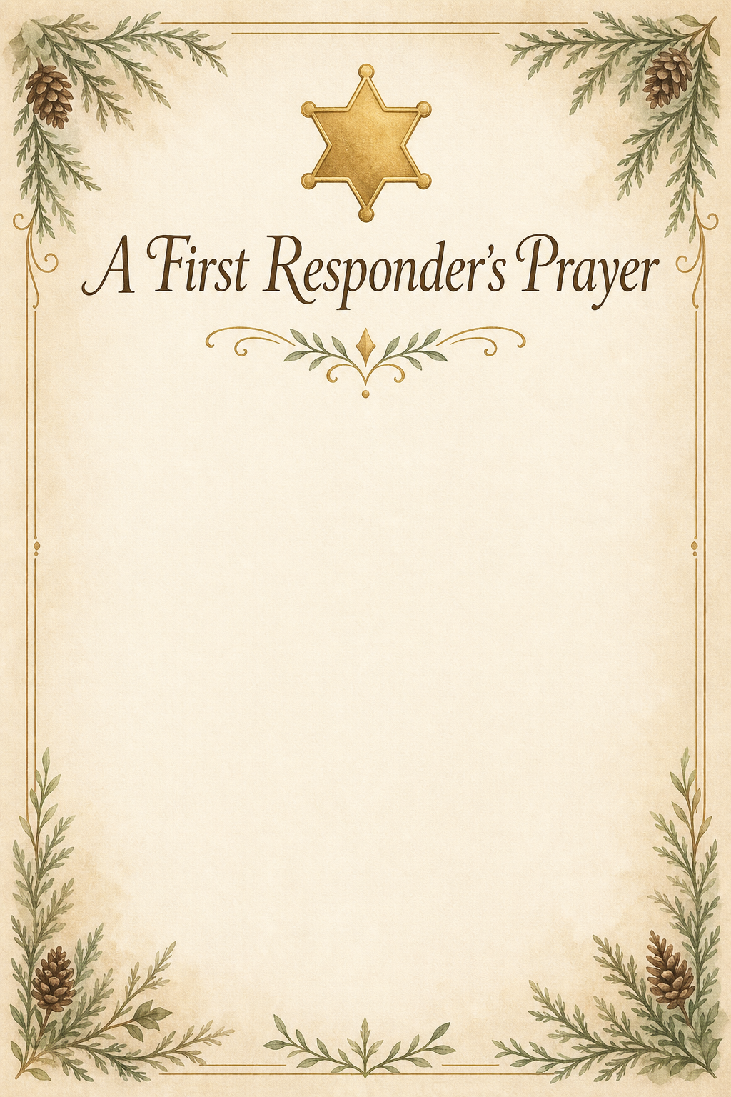 A First Responder's Prayer — First Responder Prayer Card