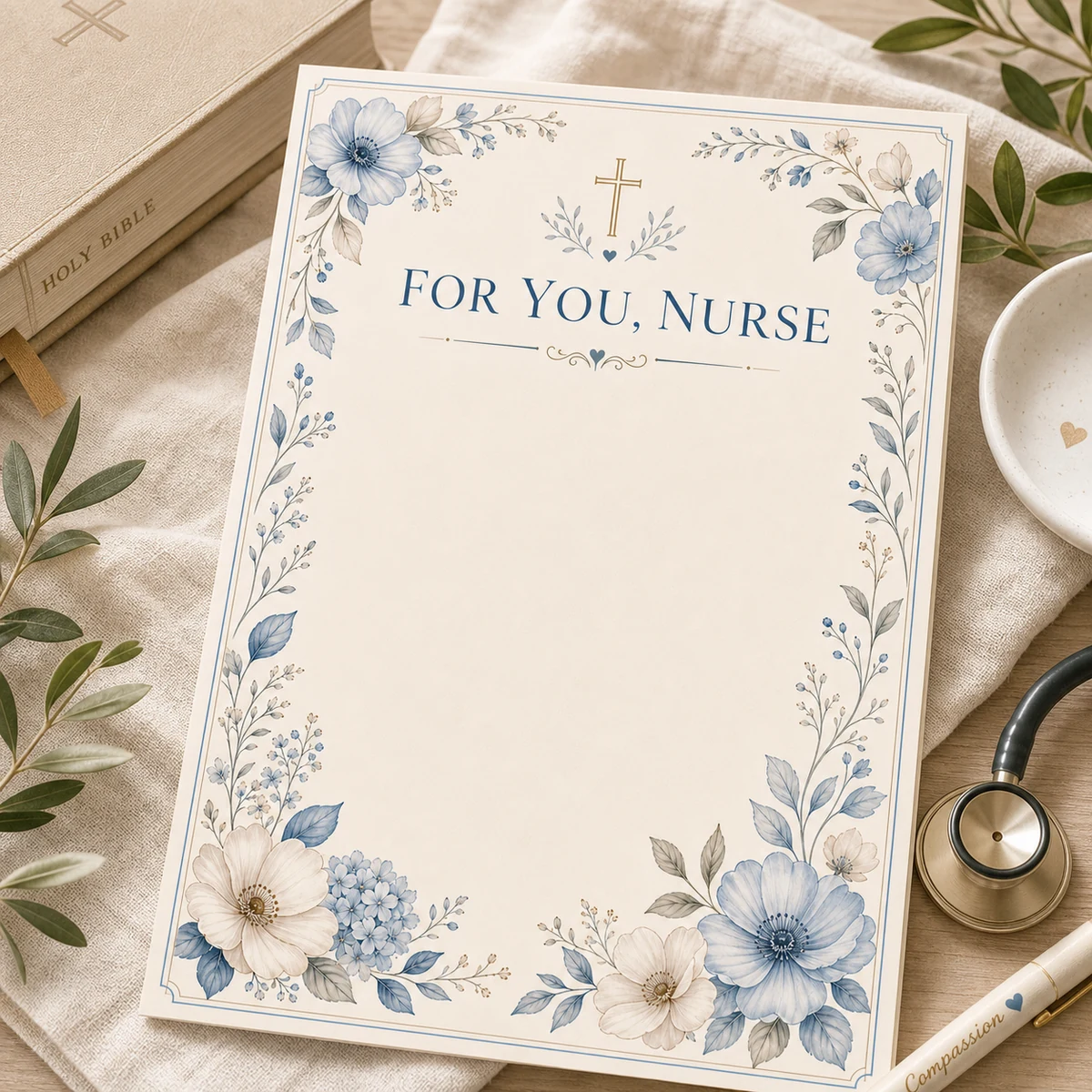For You, Nurse — A printable thank-you and blessing card for a nurse