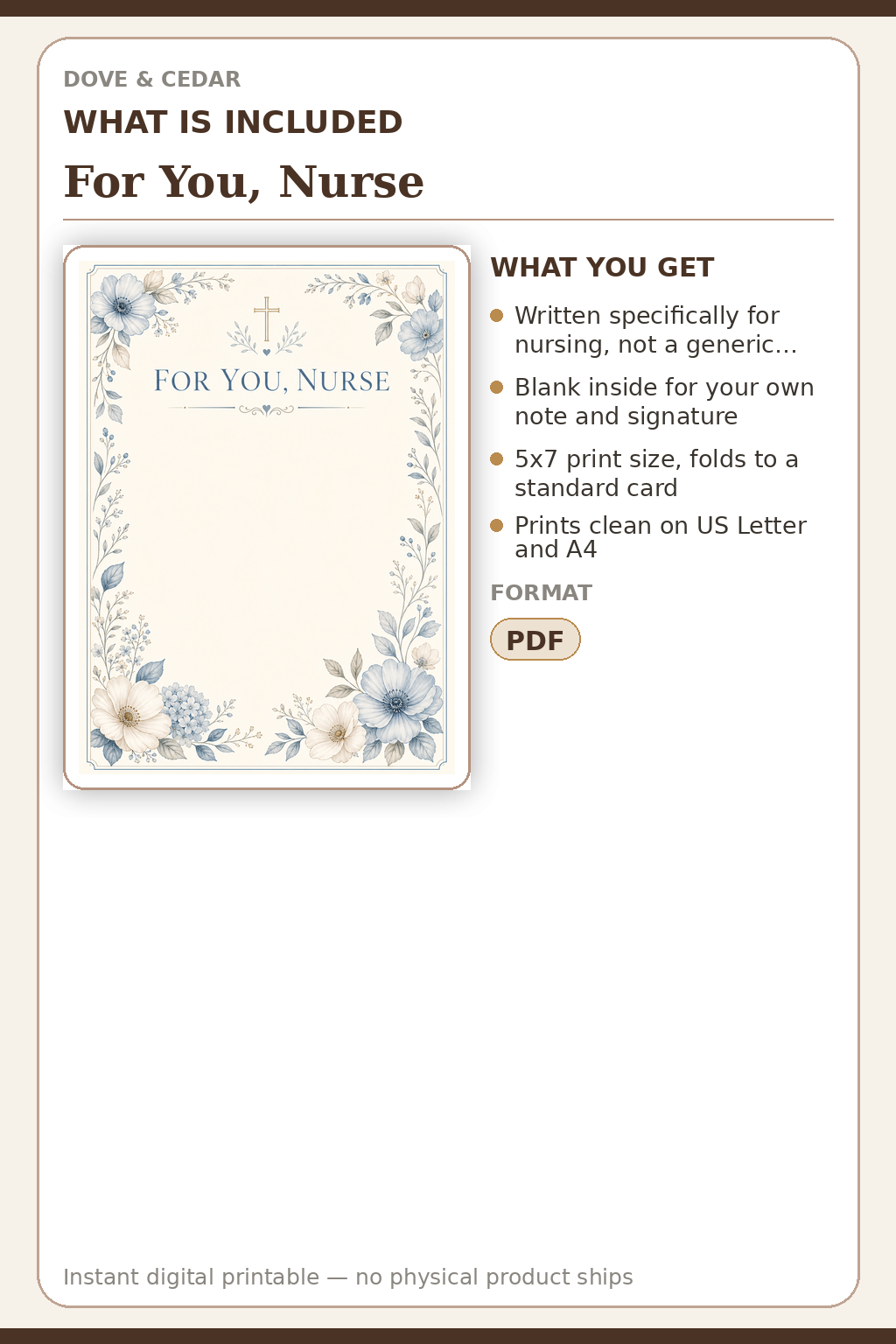 For You, Nurse — What is included