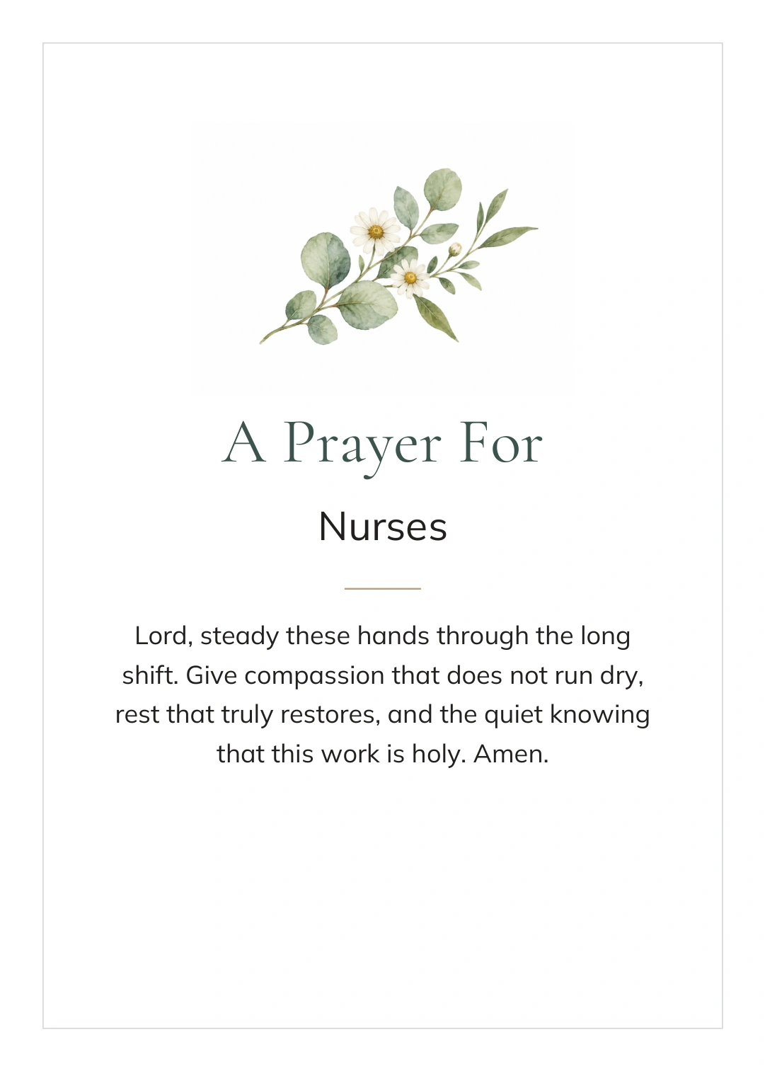 A Nurse's Prayer