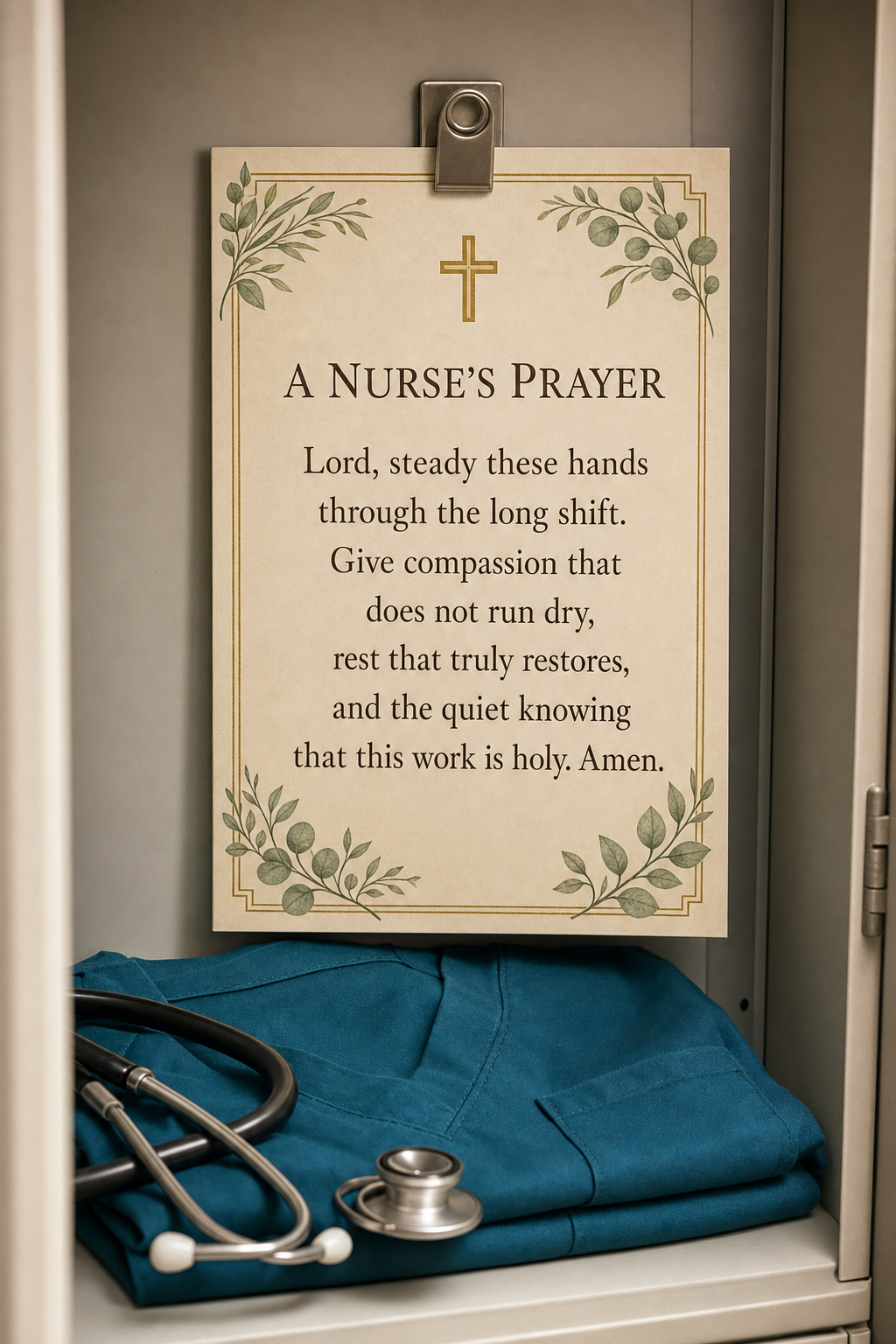 A Nurse's Prayer — Card in use