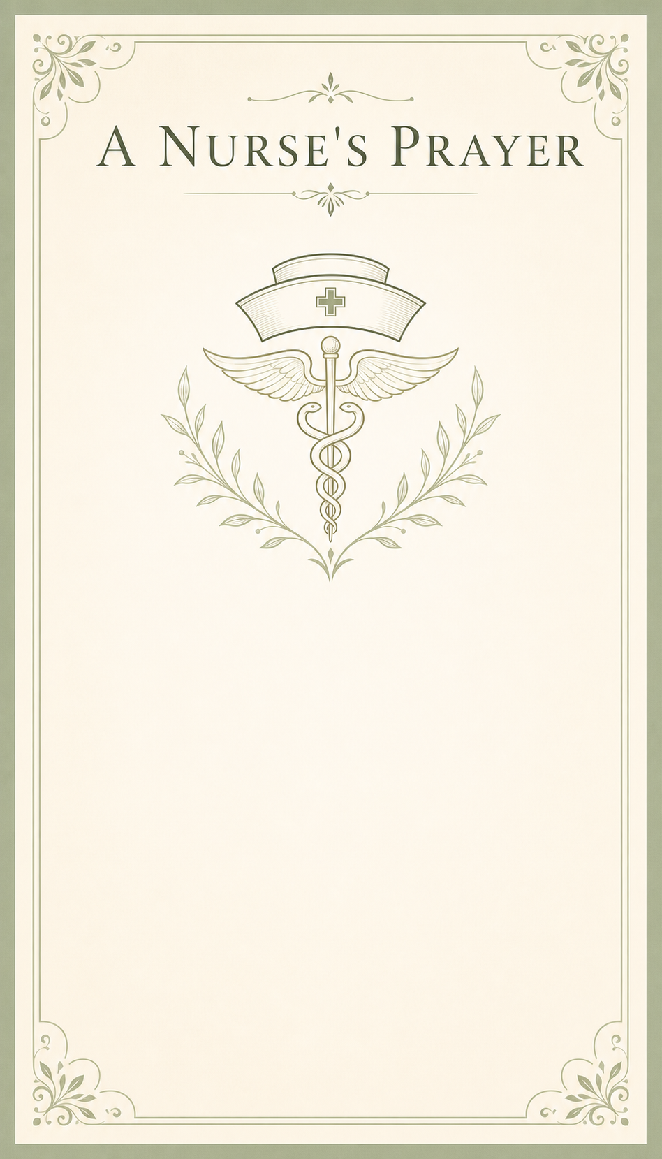 A Nurse's Prayer — Nurse Prayer Card
