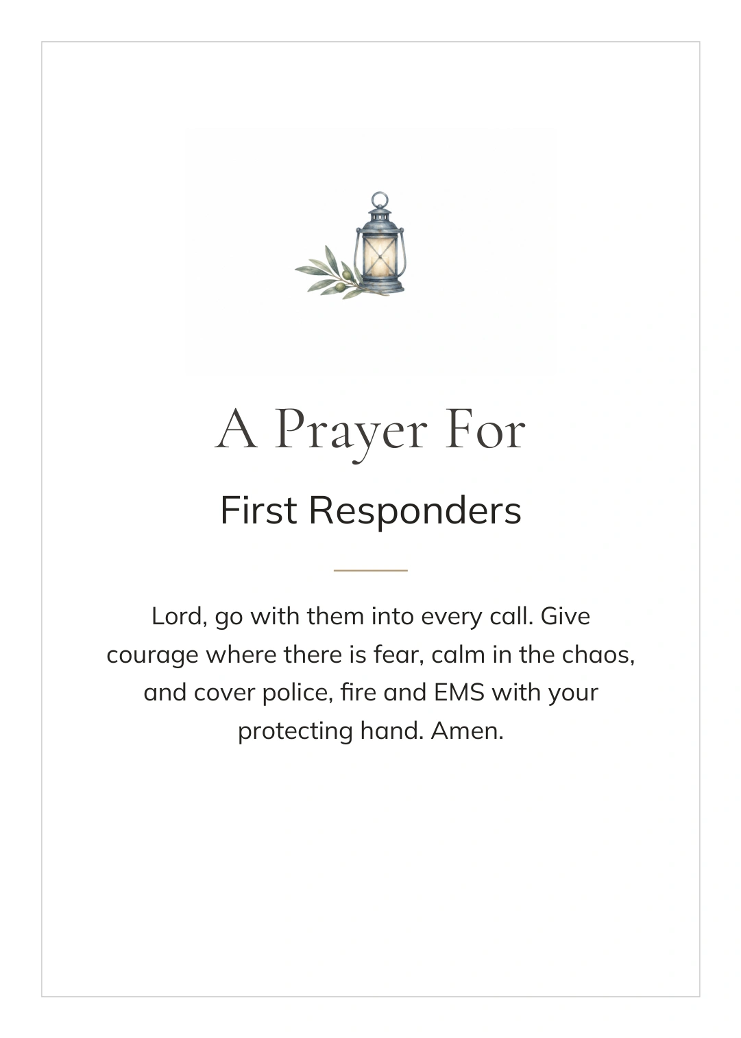 A First Responder's Prayer