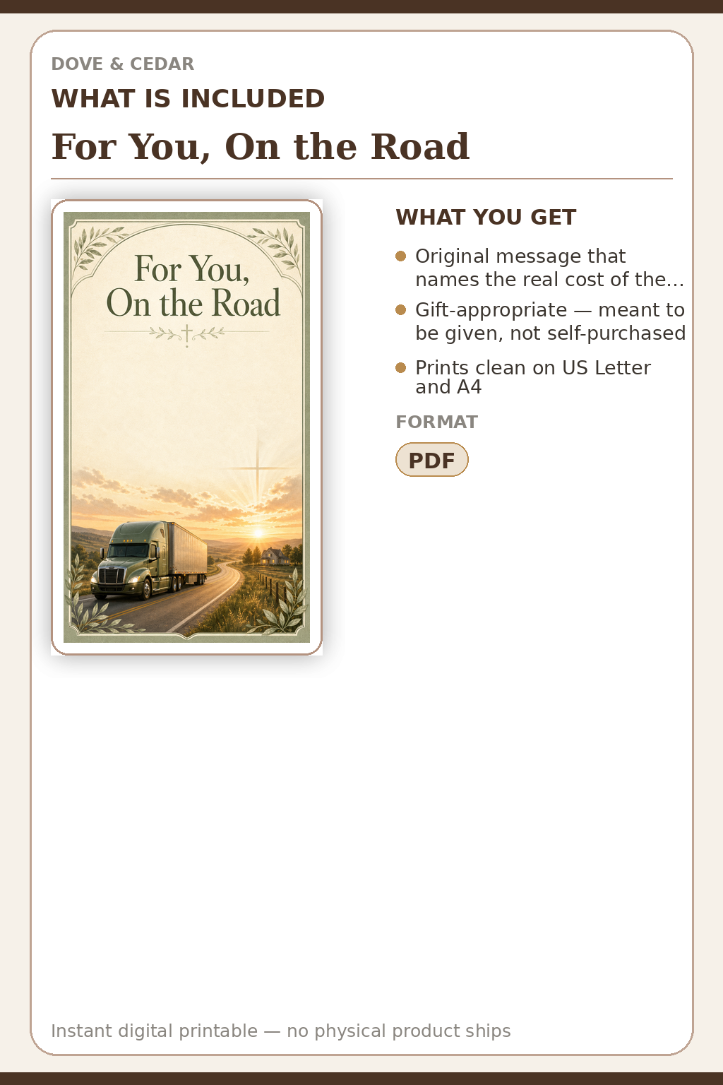 For You, On the Road — What is included