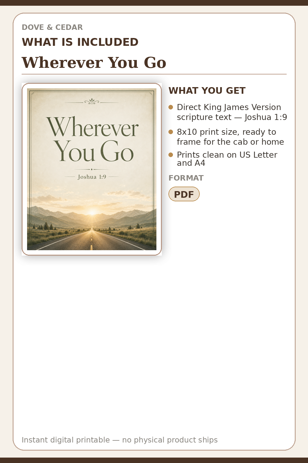 Wherever You Go — What is included