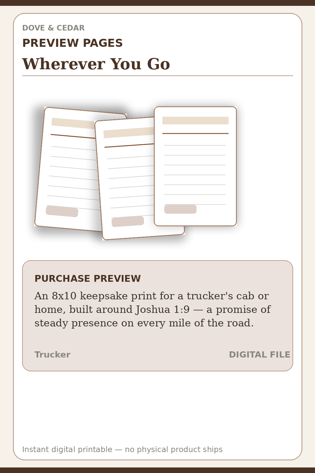 Wherever You Go — Trucker Blessing Print Preview Pages